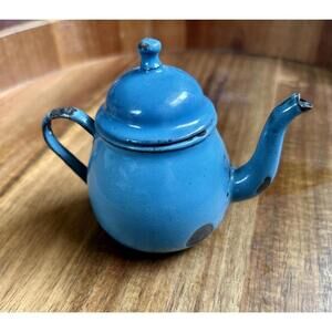 Miniature Blue Enamel Tea Set